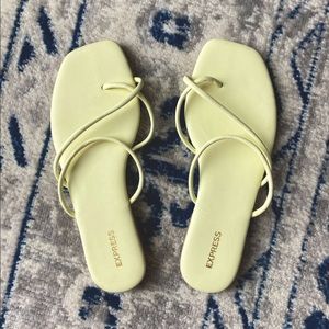 Express Square Toe Lemon-Lime Sandals, Size 9